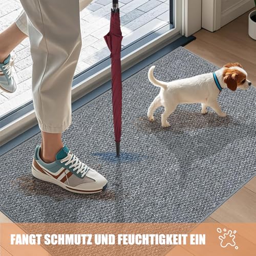 FANGCCC Schmutzfangmatte Innen 50 x 80 cm, rutschfest Fußmatte Außen und Innen, Waschbar Sauberlaufmatte Türmatte, Wasserdicht Eingangsteppich, Absorbierend Fussmatte für Eingang, Haustür, Flur, Grau