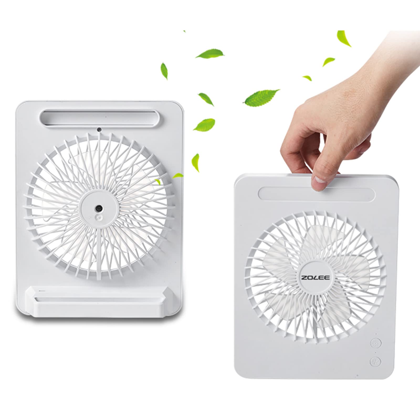 Petit ventilateur de table électrique 2400 mAh avec lampe LED rechargeable