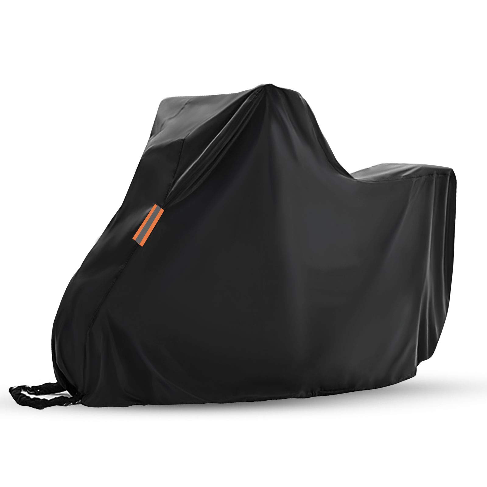 FlymerWaterproof Motorcycle Covers with Lock Holes, 420D Oxford Heavy Duty Motorbike Storage, Moped Scooter Cover with Reflective Strips, Black (265x105x125cm)