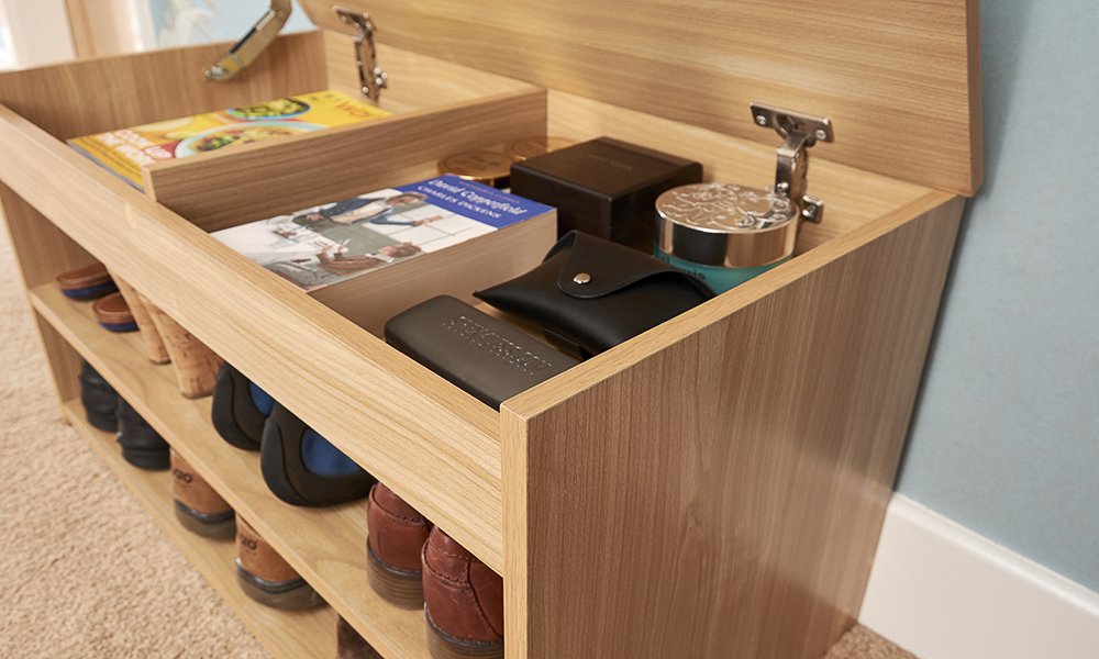 Home Source Shoe Storage Rack Wooden Hallway Storage Bench with