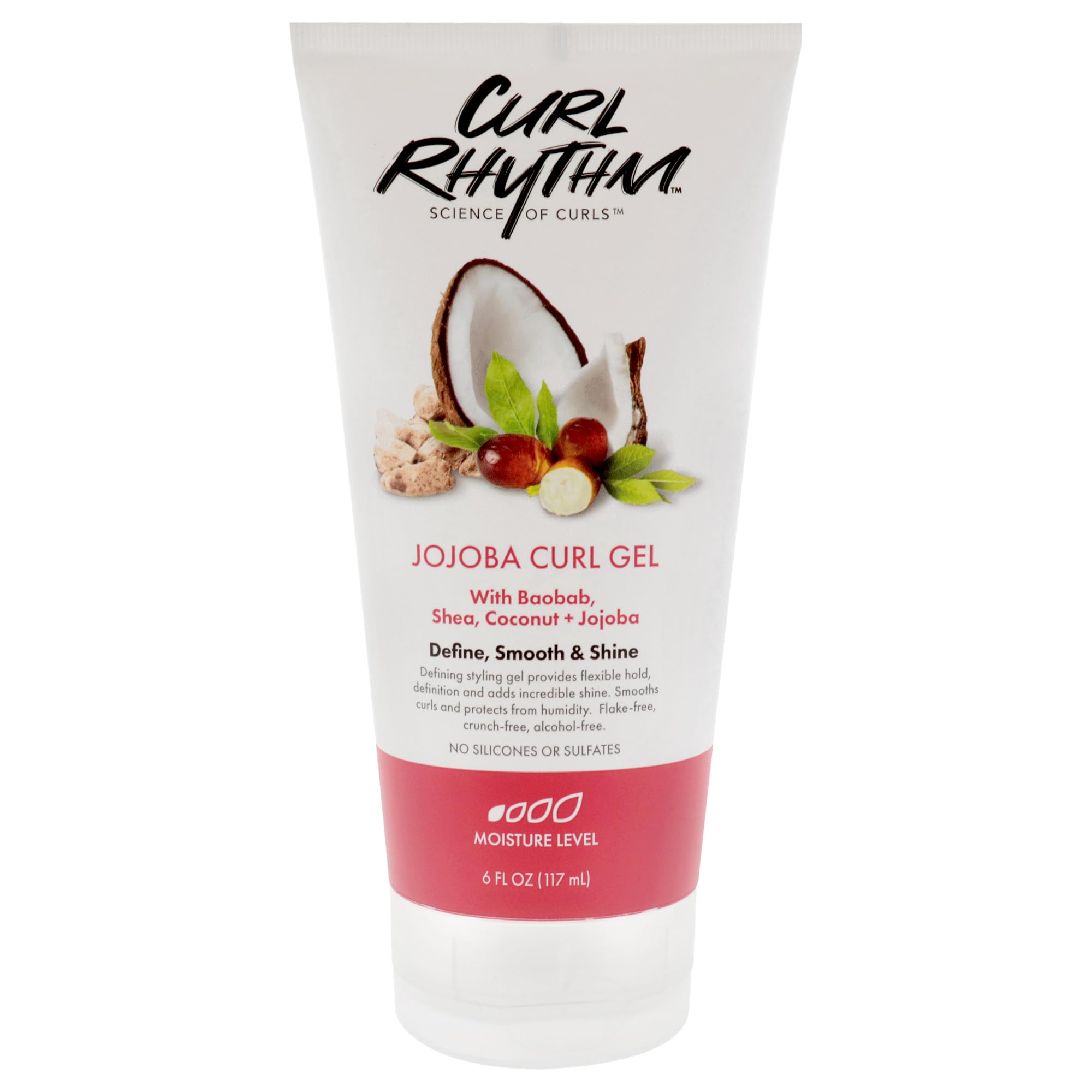 Curl Rhythm Jojoba Curl Gel - Defining Hair Gel for Bouncy, Nourished Curls - Curly Hair Styling Gel with Shea and Coconut - Sulfate Free - 6 oz