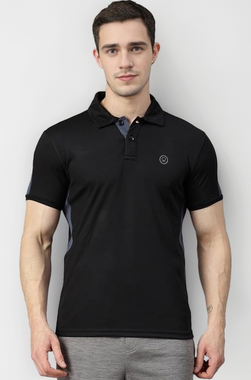 Men Polyester Solid Active Sports Wear Polo Half Sleeve Gym T-Shirt with Button-Down Collar Quick Dry Breathable Perfect for Workout Regular Fit and Running Tee