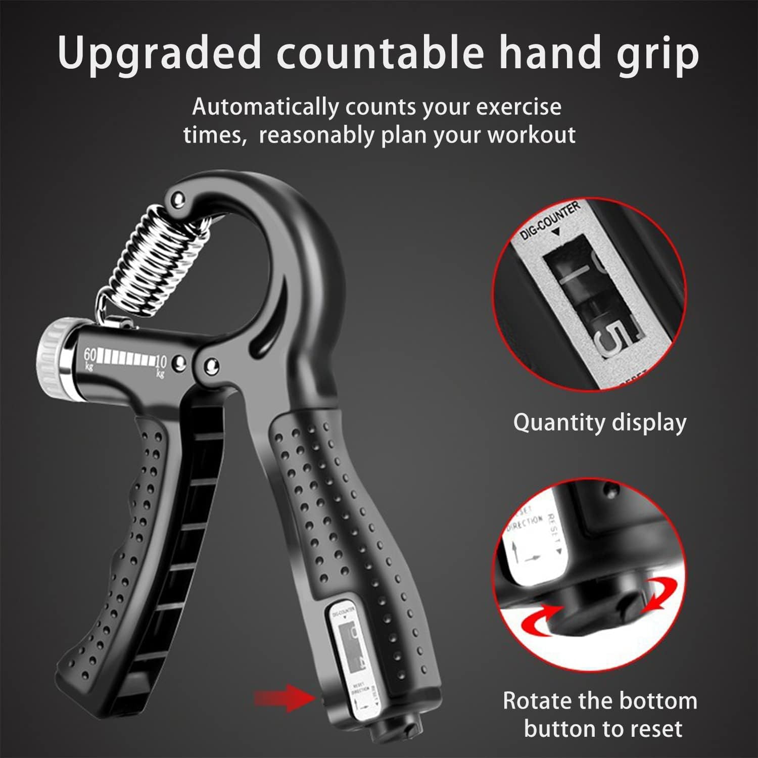 Shopeleven Adjustable Hand Grip Strengthener for Forearms With Counter for Gym Use 2
