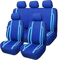 Vista 10 de Flying Banner Fundas para asiento de coche, juego completo, transpirable, deportivas, a la moda, para asiento delantero y trasero, con división