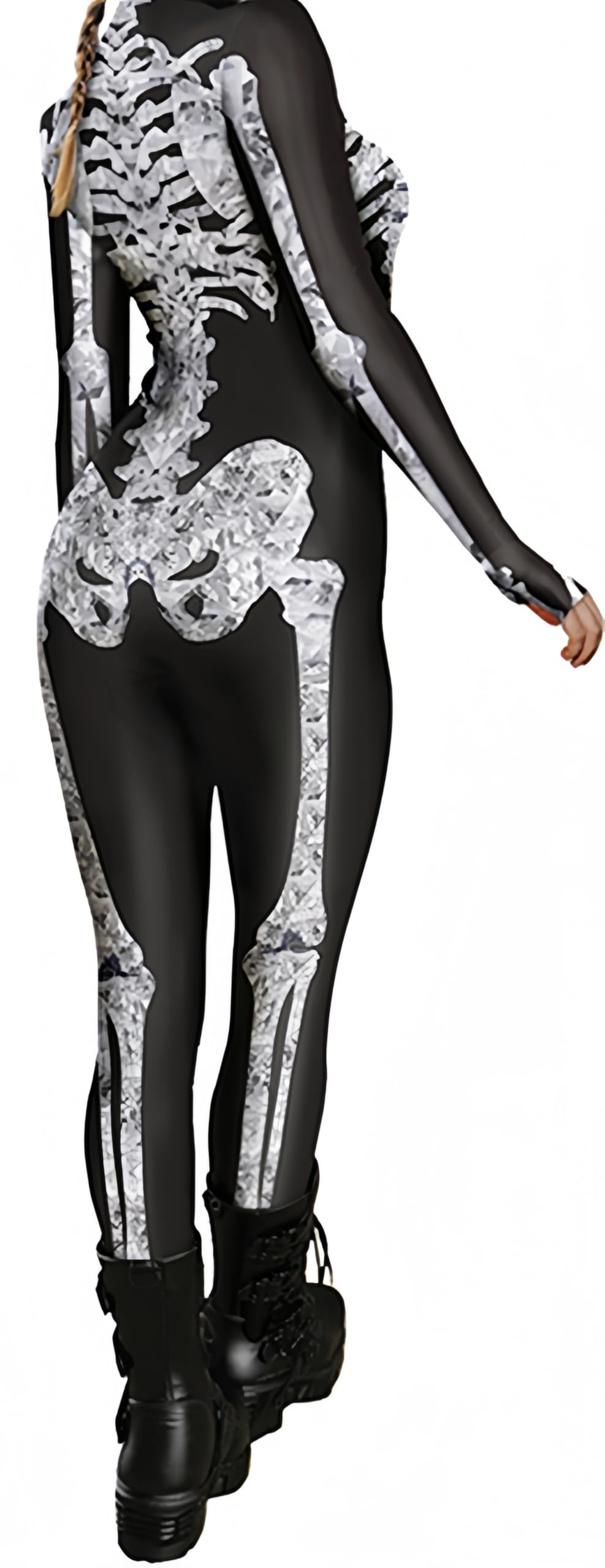 Ocean Plus Tuta da Donna con Scheletro di Halloween Stampa Digitale Taglio Sottile a Maniche Lunghe Monoblocco Collant