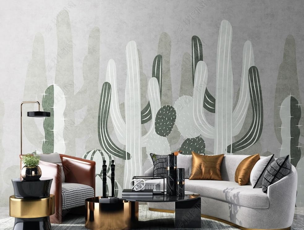 Papier peint intissé cactus et plante tropicale pour salon et restaurant