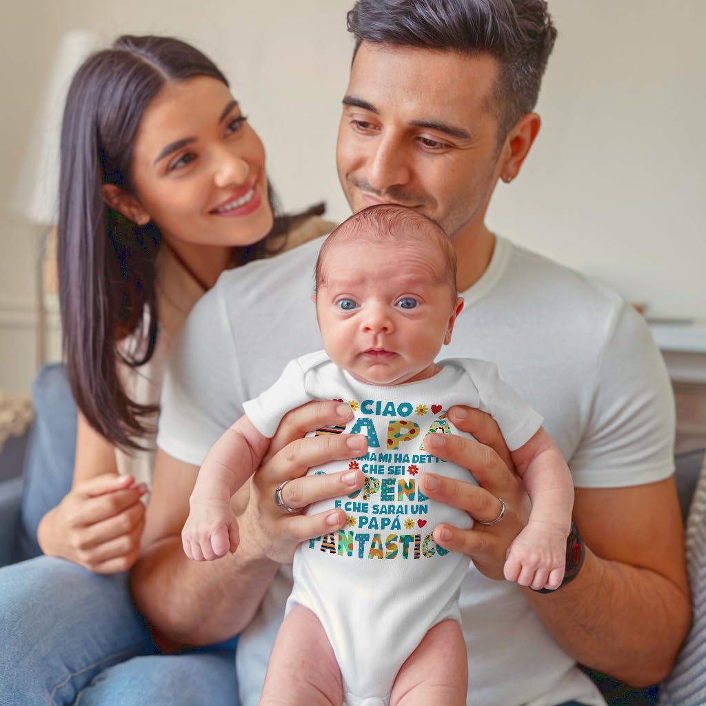 Corredino Neonato maschio e femmina idea regalo primo compleanno Papà e Mamma - Body neonato Cotone Maniche Corte, bavetta e cappello con frase dedica in Azzurro e Rosa