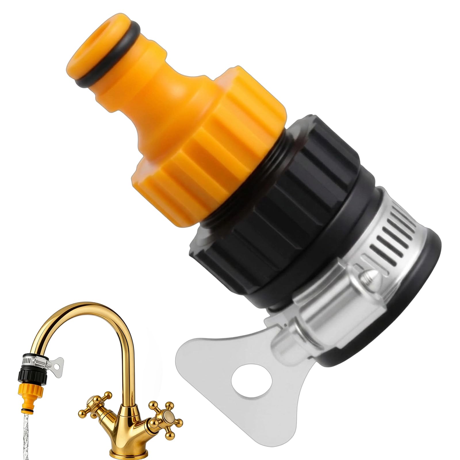 Kitchen Tap Hose Connector, Hose Tap Connector for Garden and Indoor Use, Universal Tap Connector for Hose Pipe with Adjustable Fit, Easy Installation Water Connector for Multiple Applications