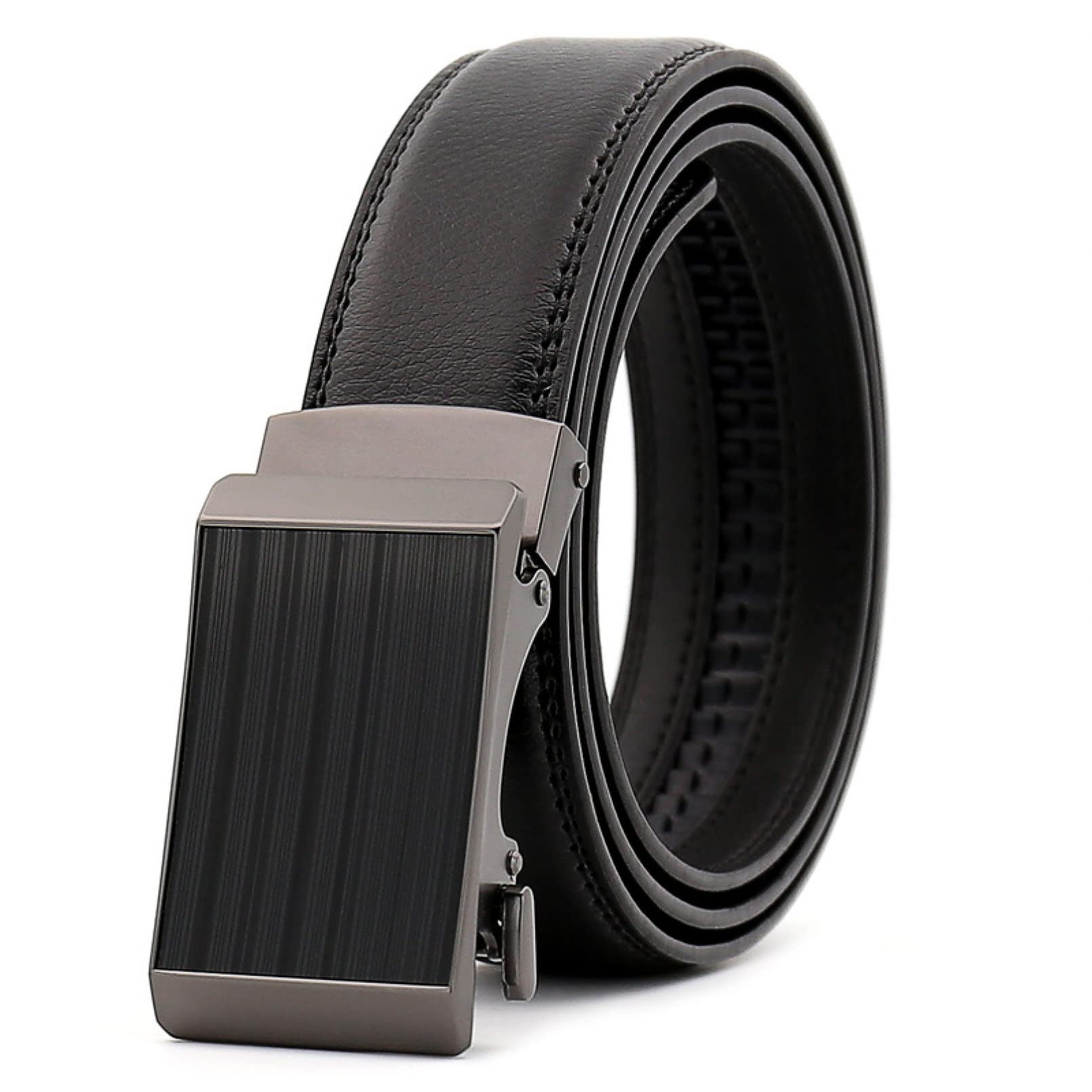 Cinturón de cuero para hombre con trinquete de aleación, hebilla automática, cinturón de negocios ajustable
