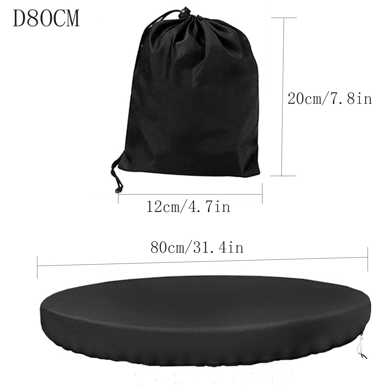 Housse Barbecue Exterieur Imperméable 80cm Protection Plaque Gril Rond
