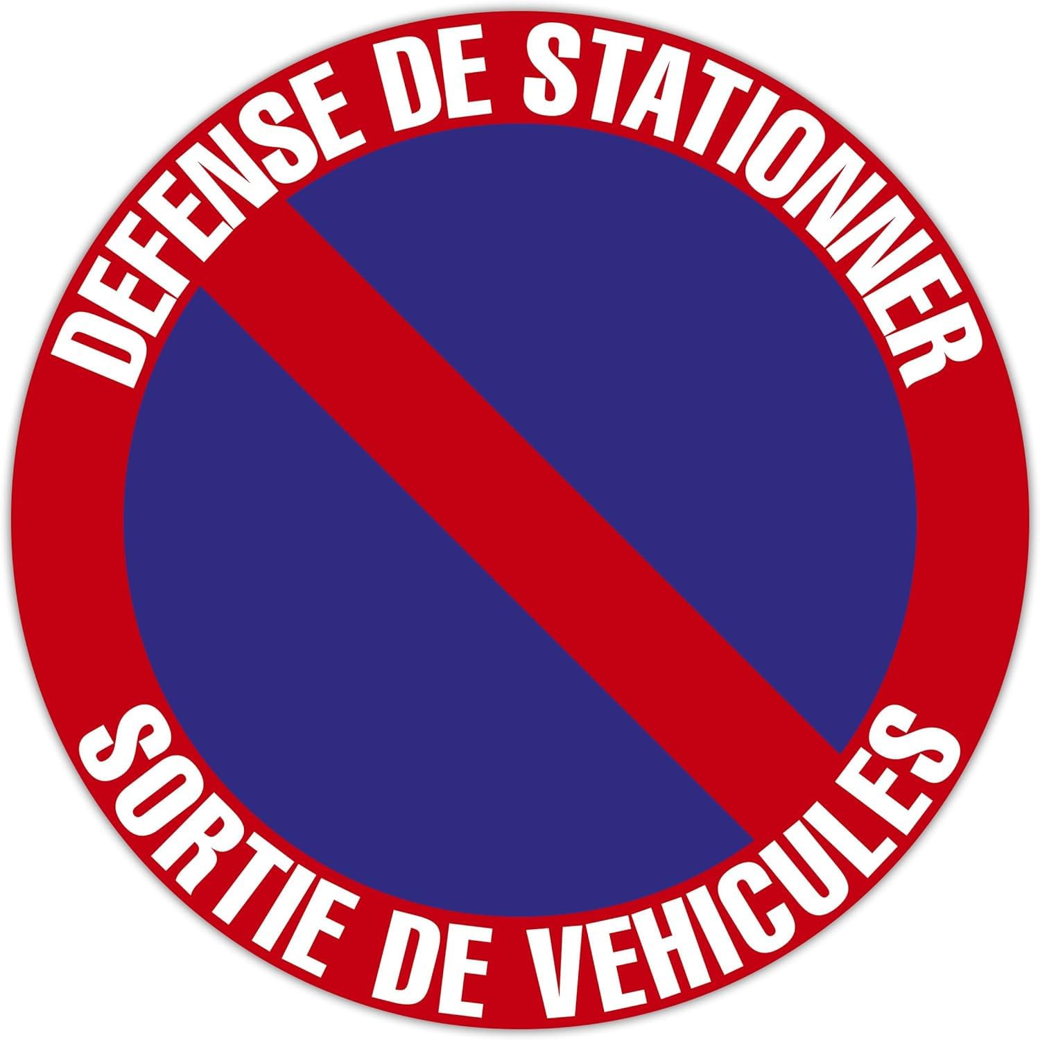Exacompta - Réf. 67109E - 1 panneau rond DÉFENSE DE STATIONNER - SORTIE DE VOTURES - En PP traité anti-​dérapant et résistant aux UV - Diamètre du panneau : 20 cm - coloris : rouge et bleu