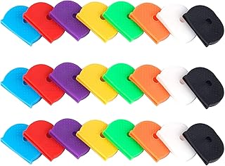 MXOQJE 24 Pcs Key Covers, Key Caps Tags Covers, Plastic Identifier Key Rings Label ID Colors Key Identifier Tag Covers, for Standard Flat House Keys
