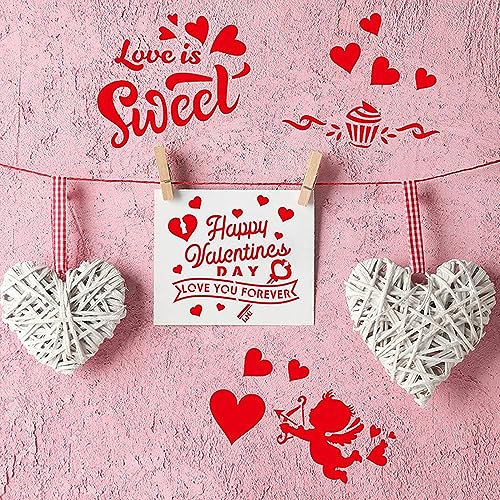 ONEBO 30 Pieces Valentine Drawing Painting Templates,Love Heart Stencils,Valentine's Day DIY Painting Template,for Valentines Paintings,DIY Craft Decoration Supplies - Image 3