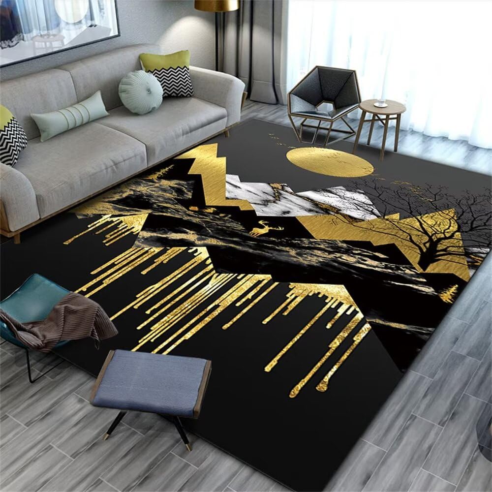 Tapis de salon de luxe XXL noir doux pour une chambre garçon moderne