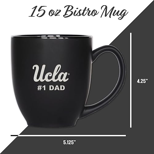 Miniatura 114 de Rico Industries NCAA #1 Dad - Taza bistró de cerámica negra mate grabada con láser, de 15 onzas, para bebidas calientes o frías Troyanos del Sur