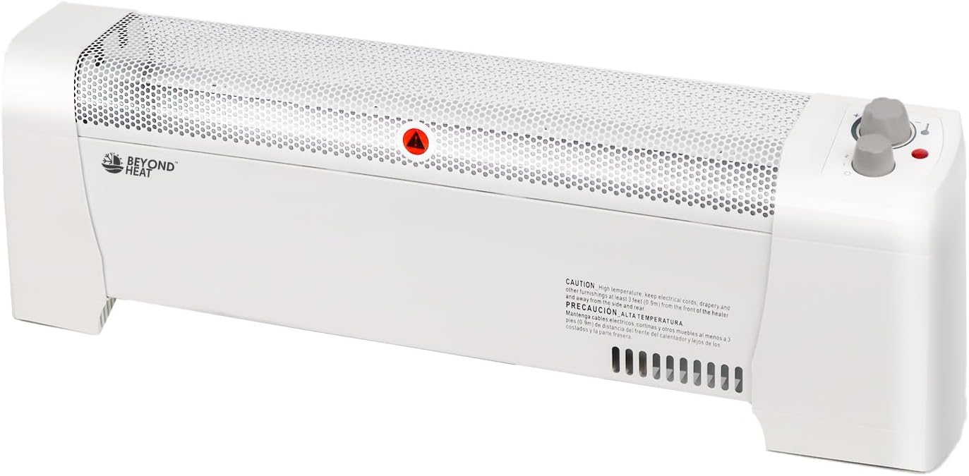 Electric Baseboard Heater, 1500W Convection Heater with Adjustable thermostat and Overheat Protection, Slient Operation for indoor use, White White-Manual
