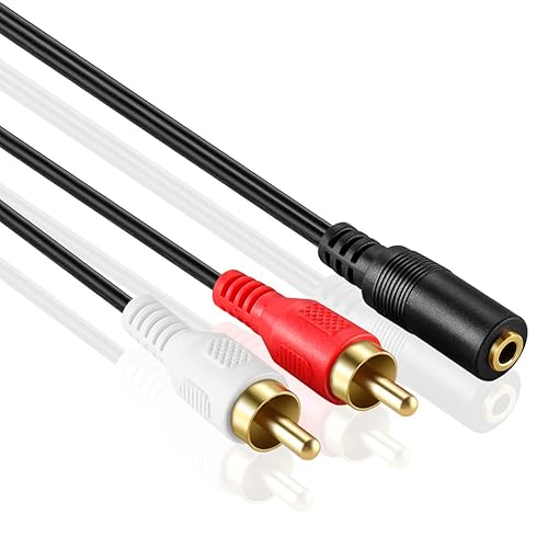 Miniatura 2 de Adaptador de cable de audio estéreo de 0.138 in a RCA, hembra a macho, conector auxiliar bidireccional AUX para auriculares, divisor en Y a