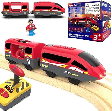 Wooden Train Accessories, Battery Operated Locomotive Train, Remote Controlled Train for Track Set, Traction Vehicles with Powerful Motor, Suitable for All Major Brand Track Systems