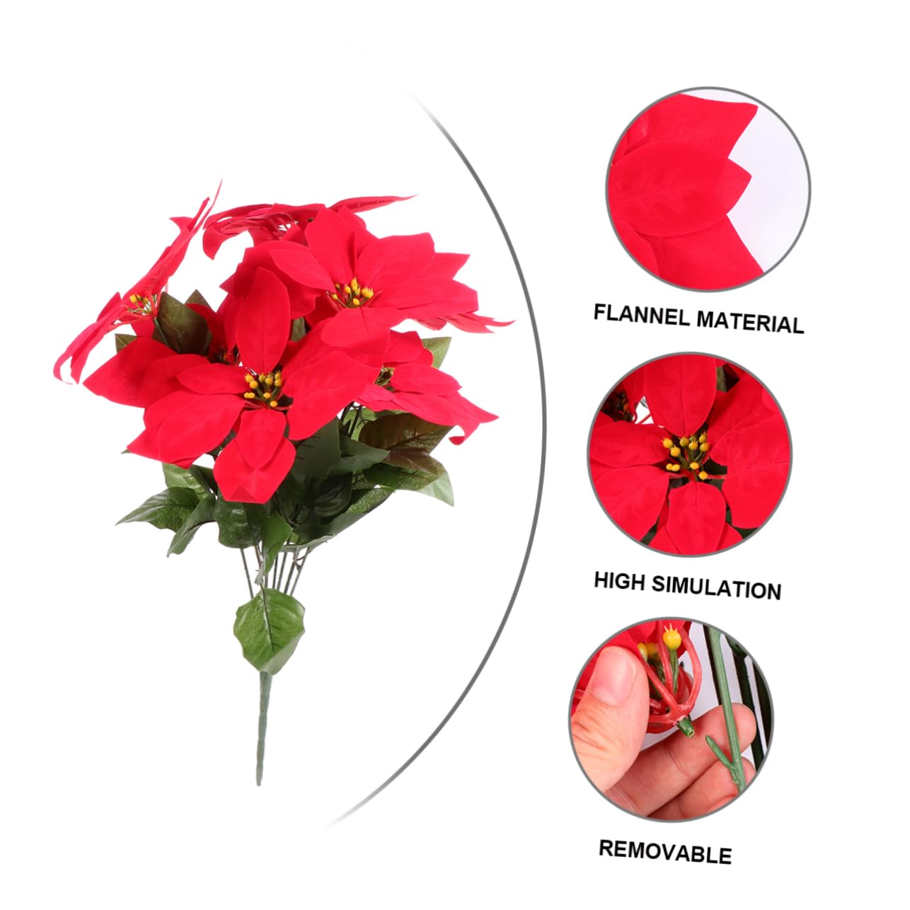 Alipis 2 Piezas 1 Flor de Navidad nochebuena de Navidad Flor de Pascua Artificial Poinsettia pascueros Artificiales Planta decoración hogar decoración de Flor de Pascua Artificial