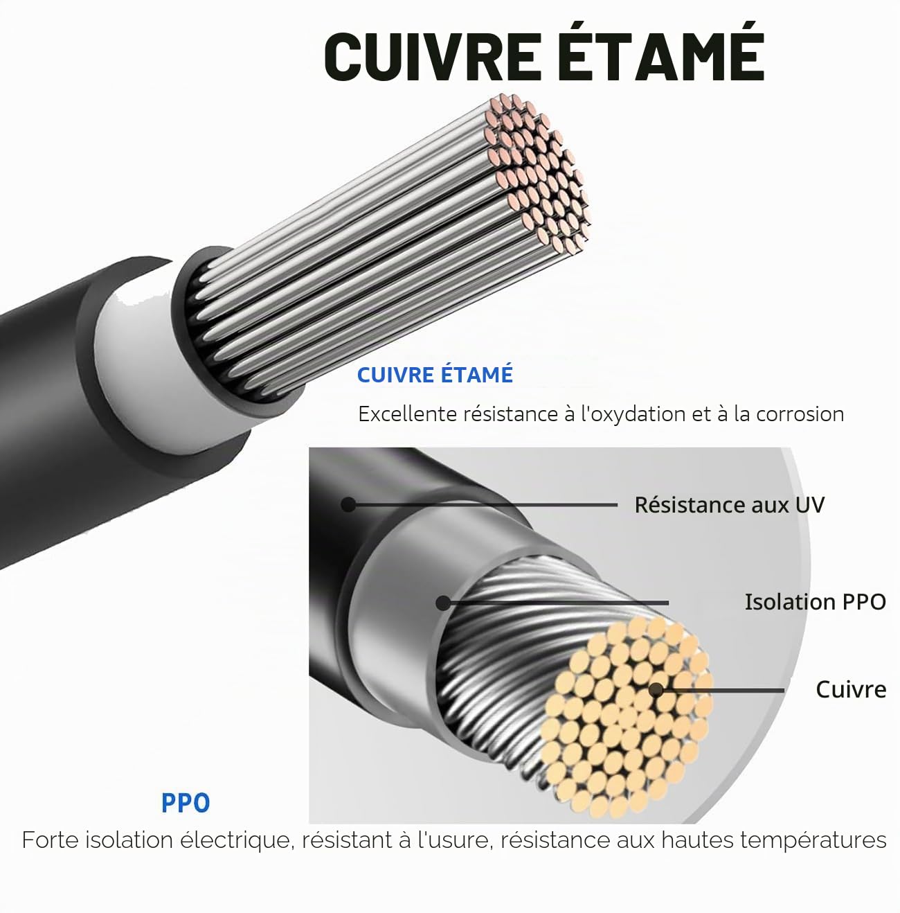 4mm² 5M Câble D'extension,Câble Solaire,Câble D'extension de Câble Solaire,Câble Photovoltaïque,pour Panneau Solaire