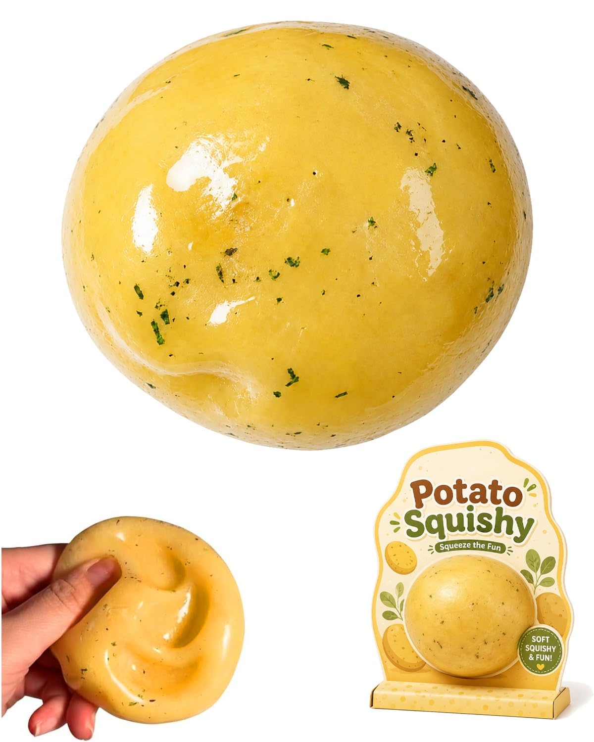 Potato Squishy Handmade Fidget, Realistic Fake Food Stress Ball, Mashed Potato Skin Soft Filled Squeeze, Toy Squeeze Shapeable For Anxiety Relief, Squishy Handmade Fidget