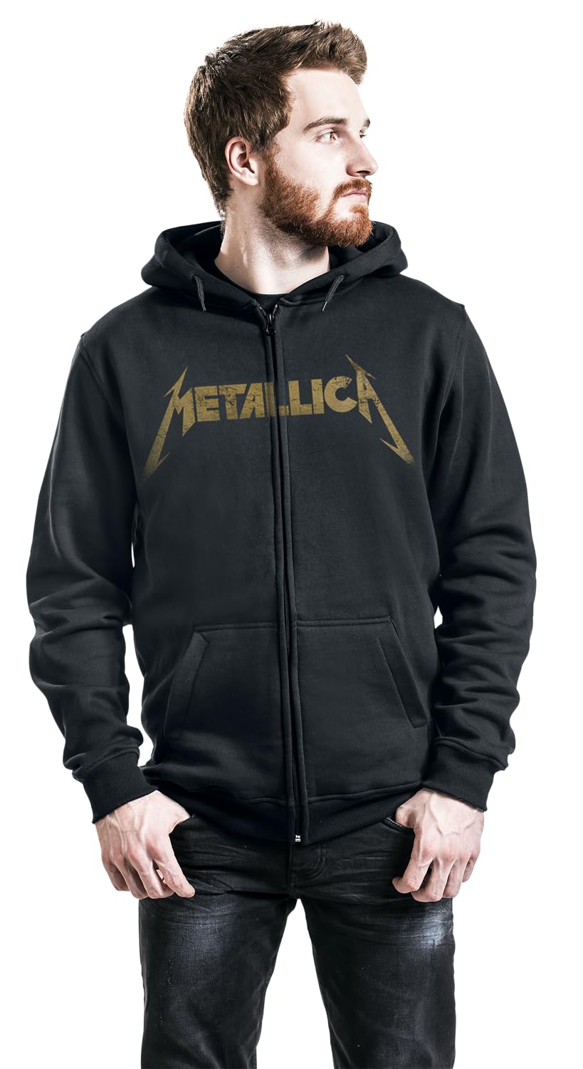 Metallica Hetfield Iron Cross Guitar Homme Sweat-shirt zippé à capuche noir