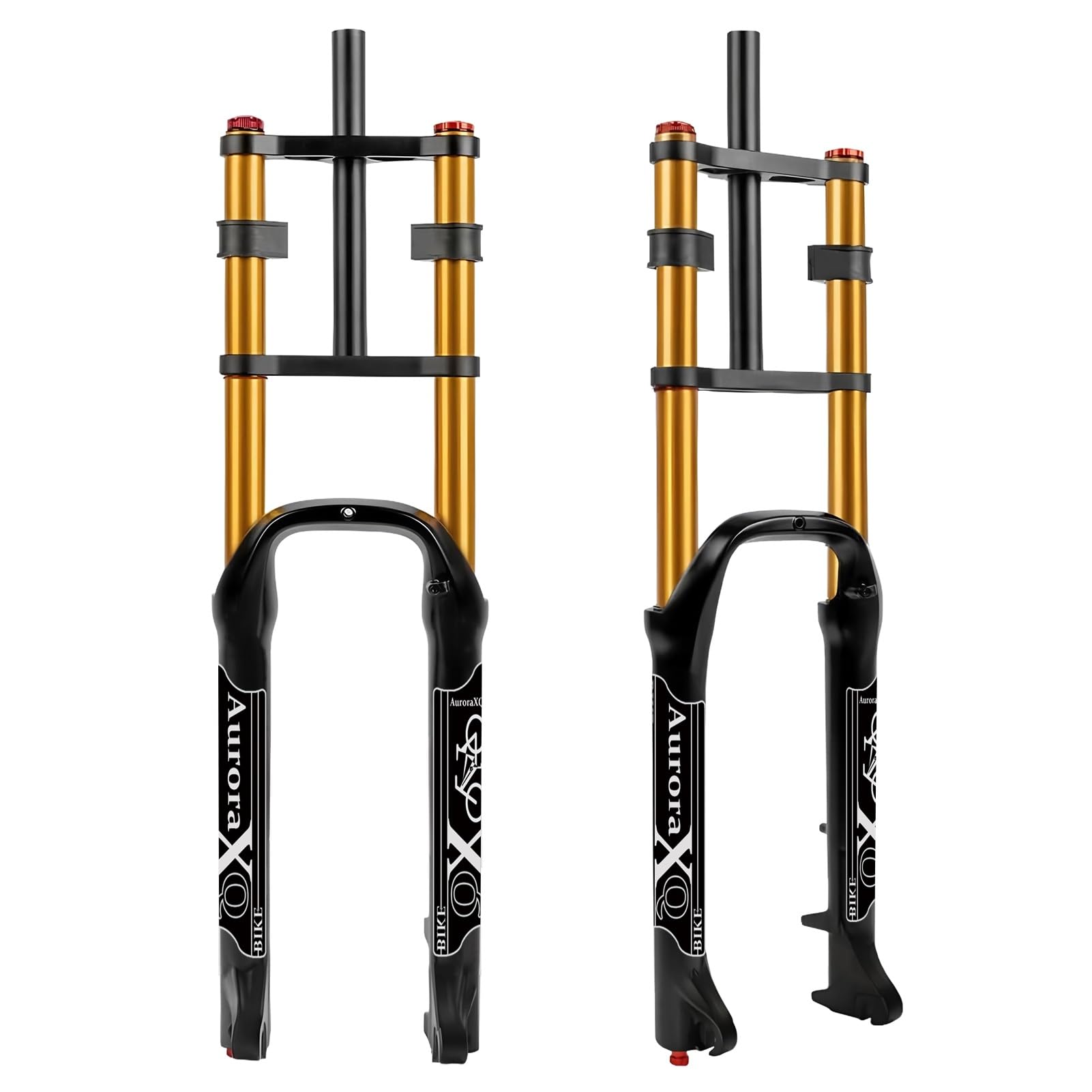 LYYCX AuroraXQ 26 X 4 Fat Tire Air Forks 190mm Travel Front Suspension Double Crown for MTB Fat Snow Beach E Bike(Gold)