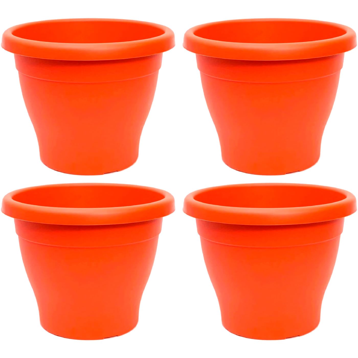 Acan Tradineur - Pack de 4 Macetas de plástico Redondas para Plantas y Flores Mediterránea con Orificios Inferiores. Recipiente, macetero Exterior e Interior del hogar - Color Marrón - 60 cm