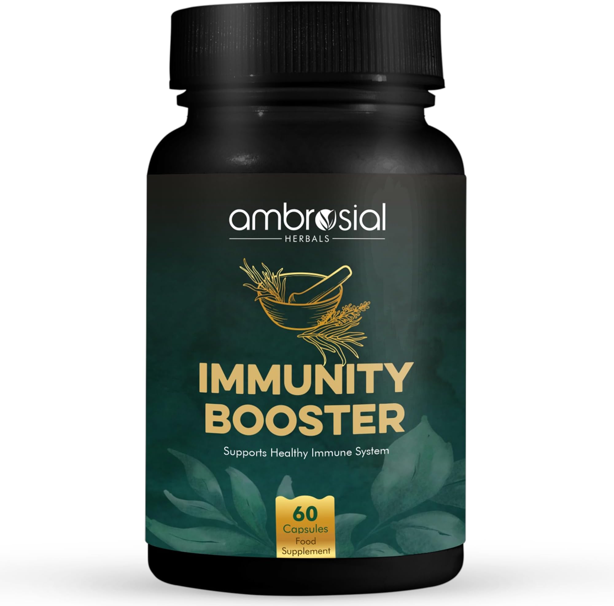 Ambrosial Herbal Immunity Booster Immunity Supplements with Blend of 6 Natural Herbs: Amla, Ashwagandha, Giloy, Turmeric, Black Pepper & Licorice | Immune Booster for Adults (Pack of 1 60 Capsules)