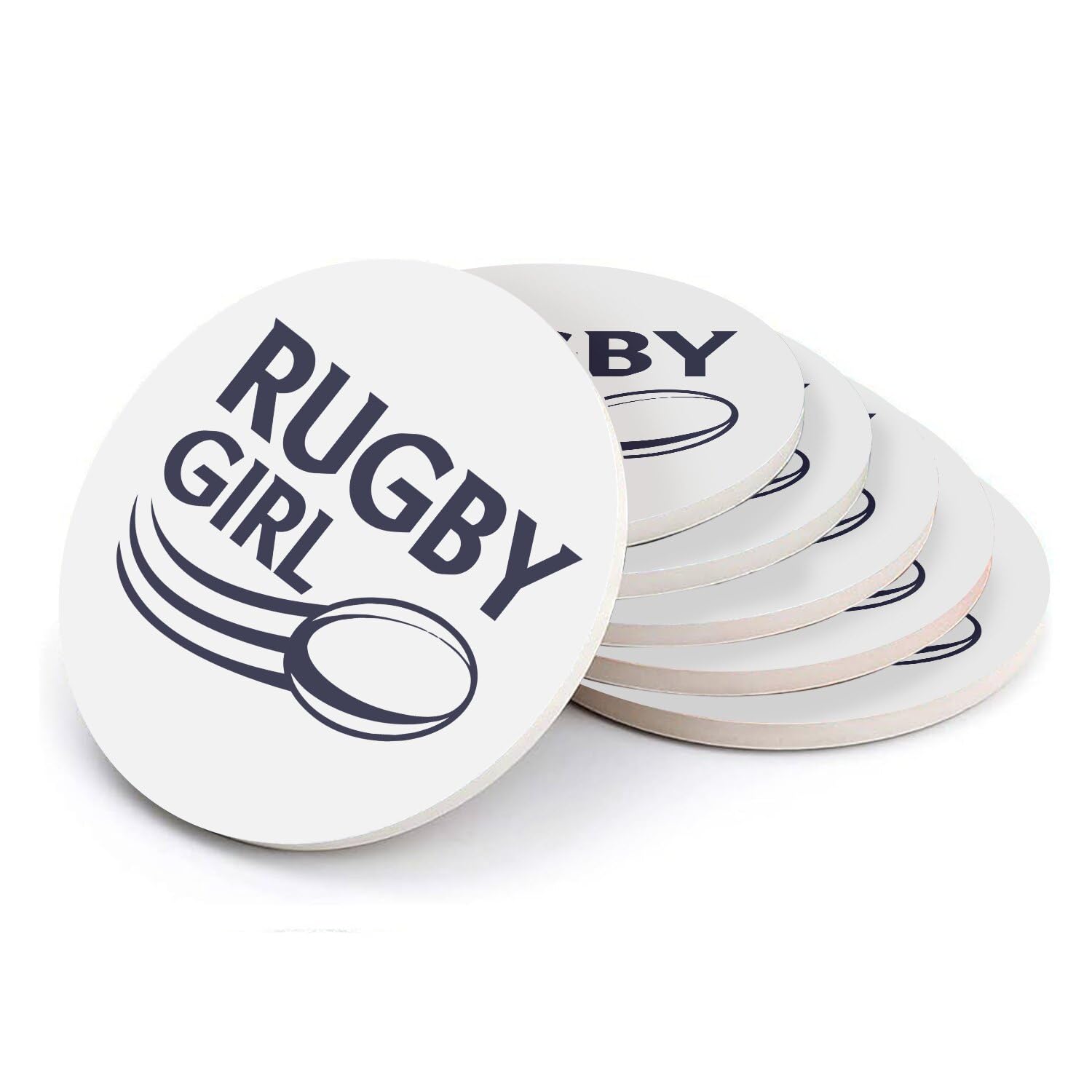 Sous-verre céramique rugby ballon XV décoration table sport lot de 6 ronds