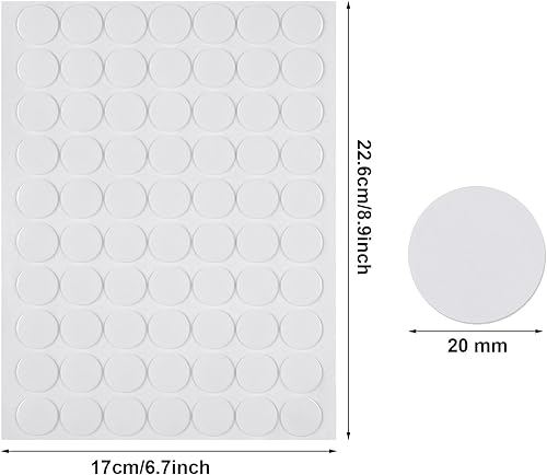 Miniatura 4 de 700 unidades de 0.787 in de puntos adhesivos de doble cara, transparente, extraíble, masilla redonda de 0.8 pulgadas, masilla adhesiva de montaje