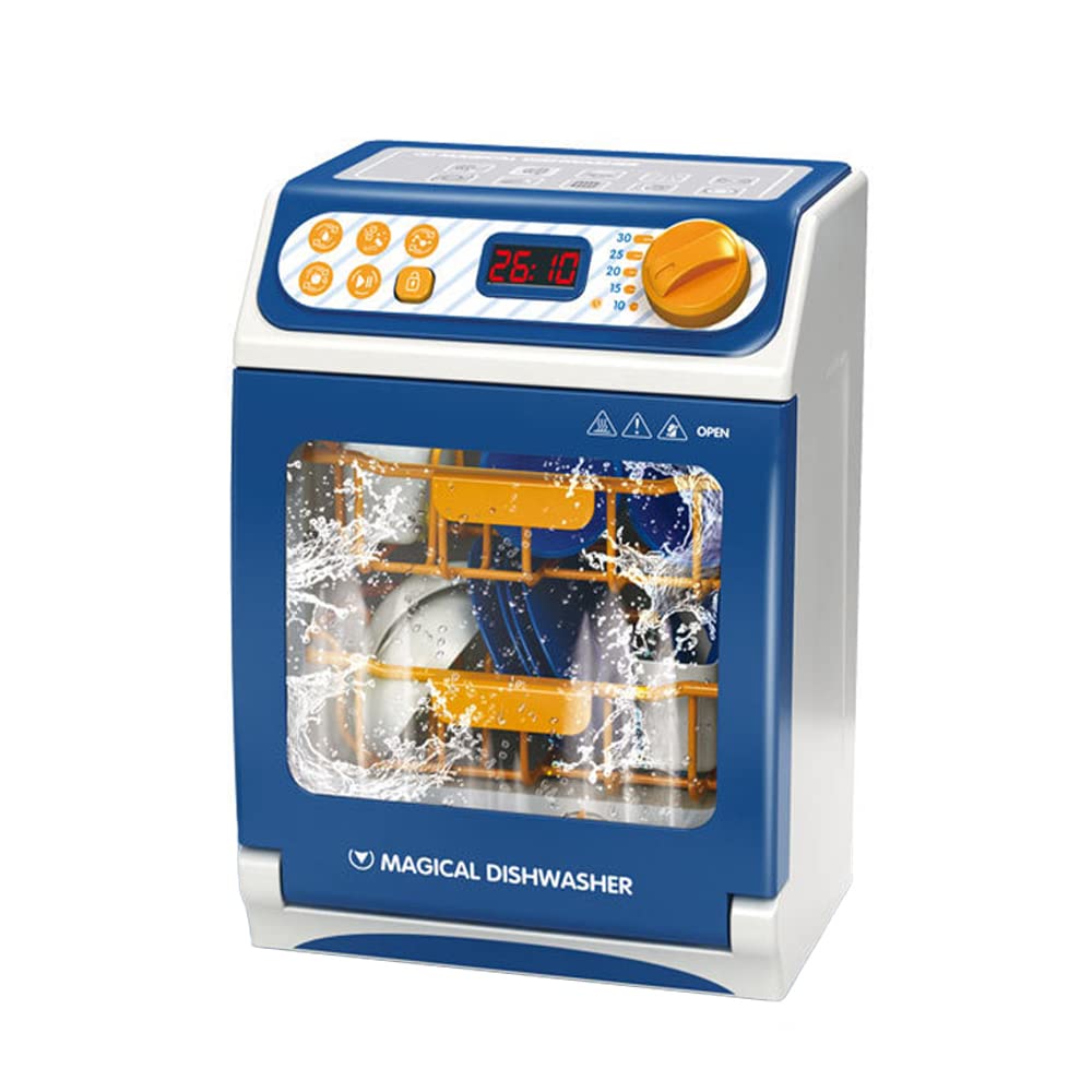 AMERTEER Play Kids Dishwasher with Running Water, My First Dishwashers Girls Toys Lights & Sounds Playset, play kitchen for kids ages 4-8, Kitchen Toy, Electric washing machine Toy set