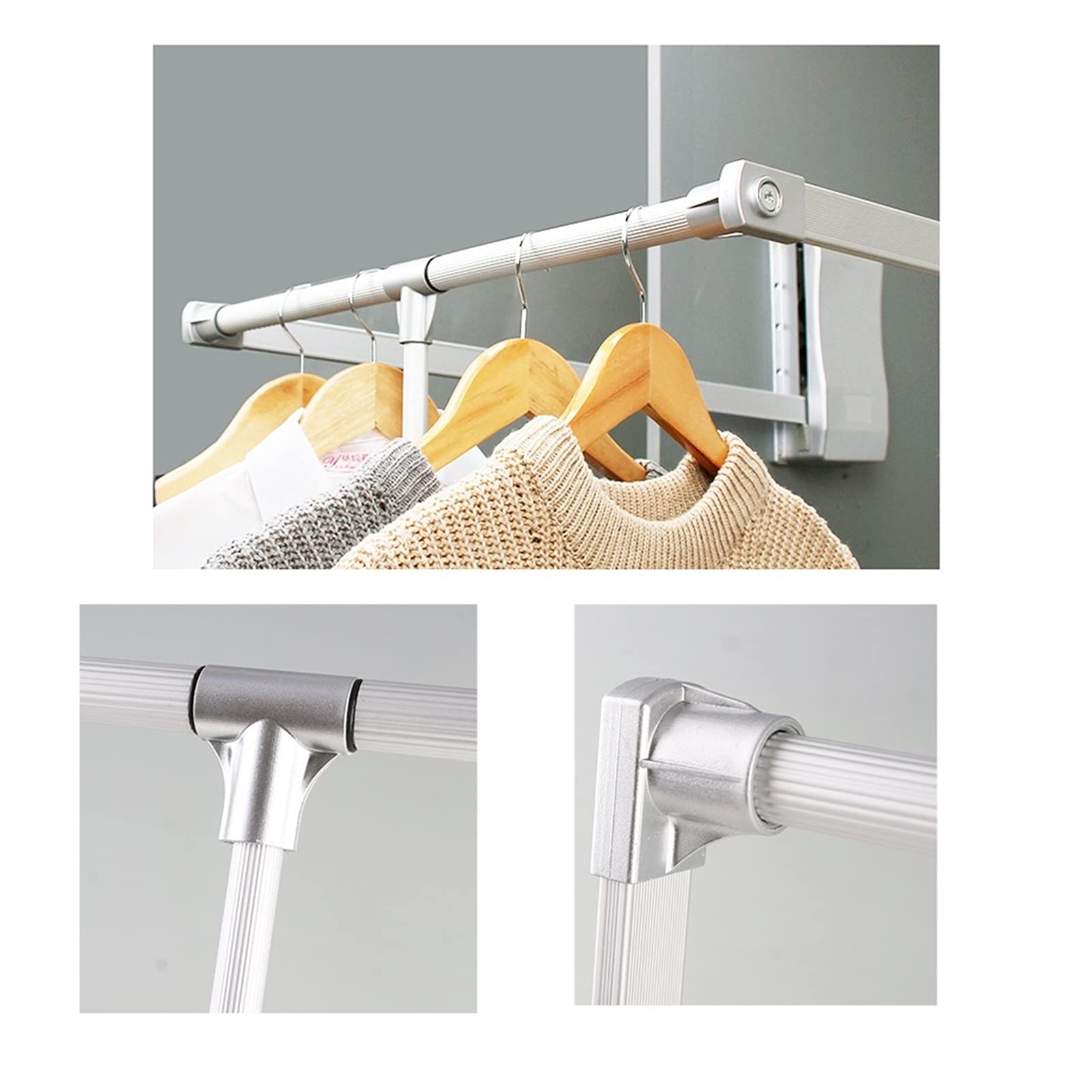 Adjuble Wisząca szyna do szafy z miękkim domykaniem - 450-1150 mm pantograf z podnośnikiem olejowym, pojemność 30 kg - idealny nizer do szafy dla efektywnej oszczędności miejsca