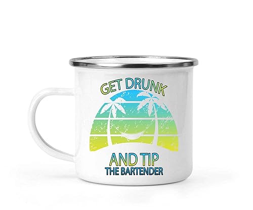 Novelty Gift Bar Party Lovers Gift - Keep Alcohol Beer Drunk & Tip Bartender - Men Women Humorous Gift - Large 12 Oz White Stainless Steel Camping
