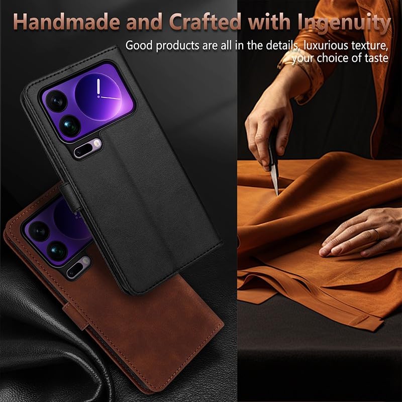 Housse Xiaomi 17 Pro pour vos réunions et sorties avec rabat cuir noir - 2