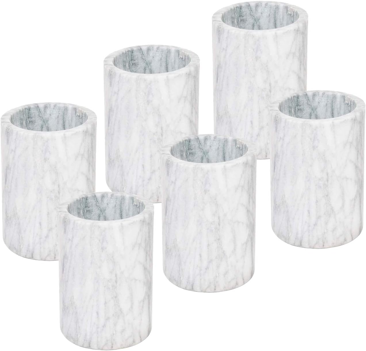 Luxury Marble Wine Chiller, White Stone Wine Holder, Barware (6 PC)