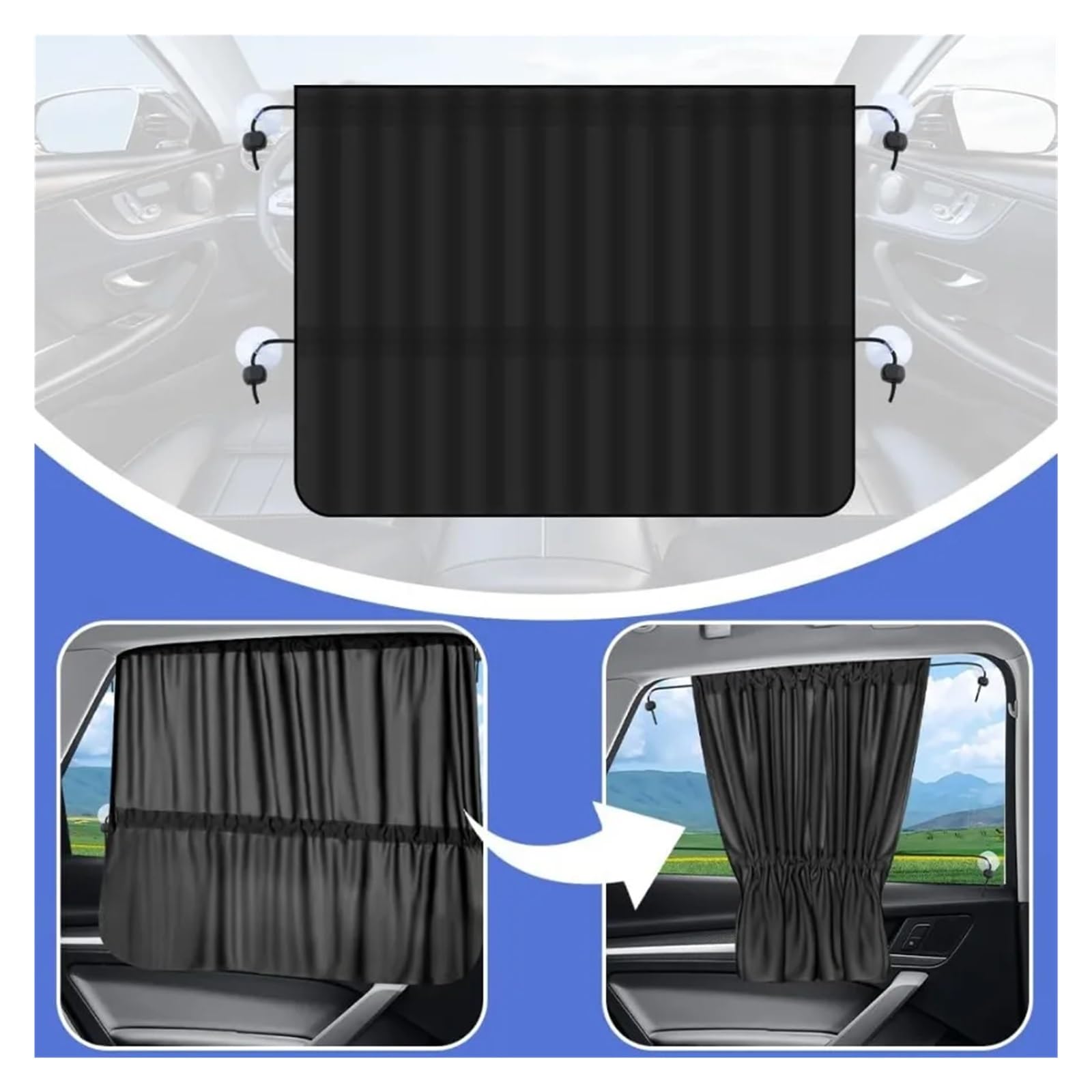Rideau Voiture Lot de 2 Pare-Soleil Extensibles for vitres Voiture, Protection Contre Les Coups Soleil et Refroidissement l'habitacle (Universel)