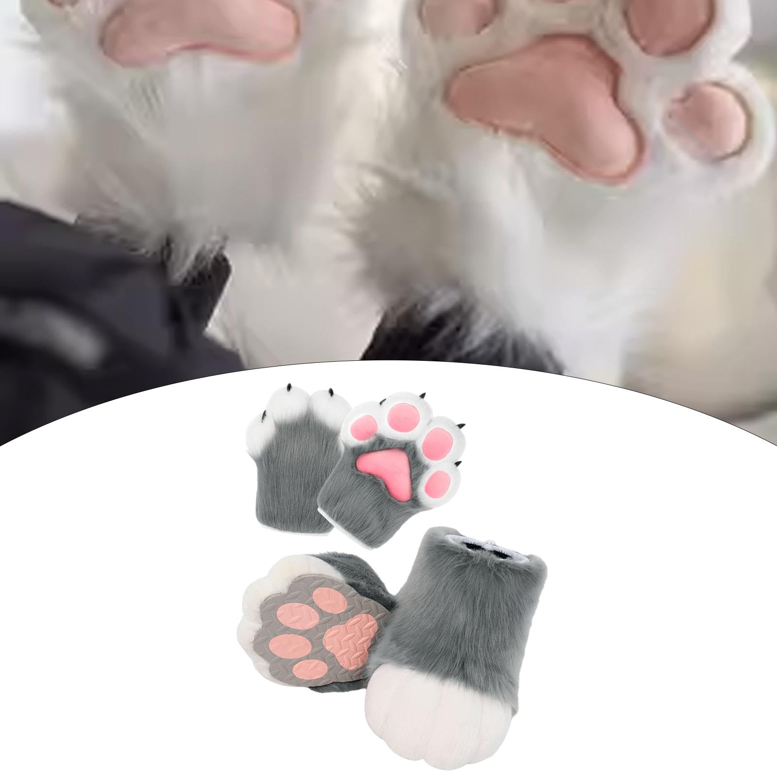 UGPLM Cosplay Animal Paws Fursuit for Women Gloves for Holiday Role Playing Masquerade: Gray