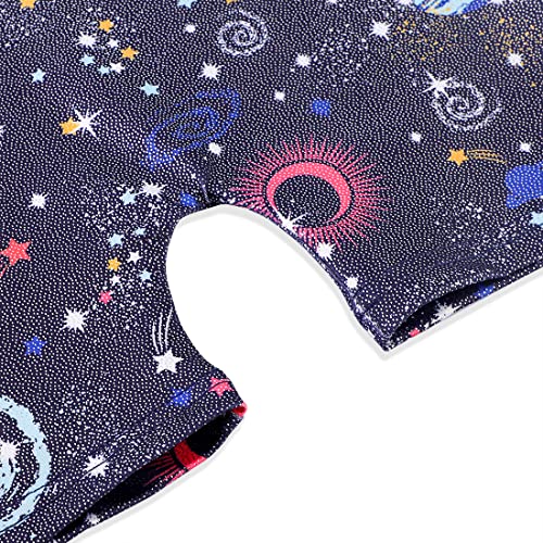 Image of EQSJIU Gymnastics Leotards for Girls Kids Rainbow Mosaic Mermaid Butterfly Stars Leopard Galaxy Tie Dye Cosmos Leopard