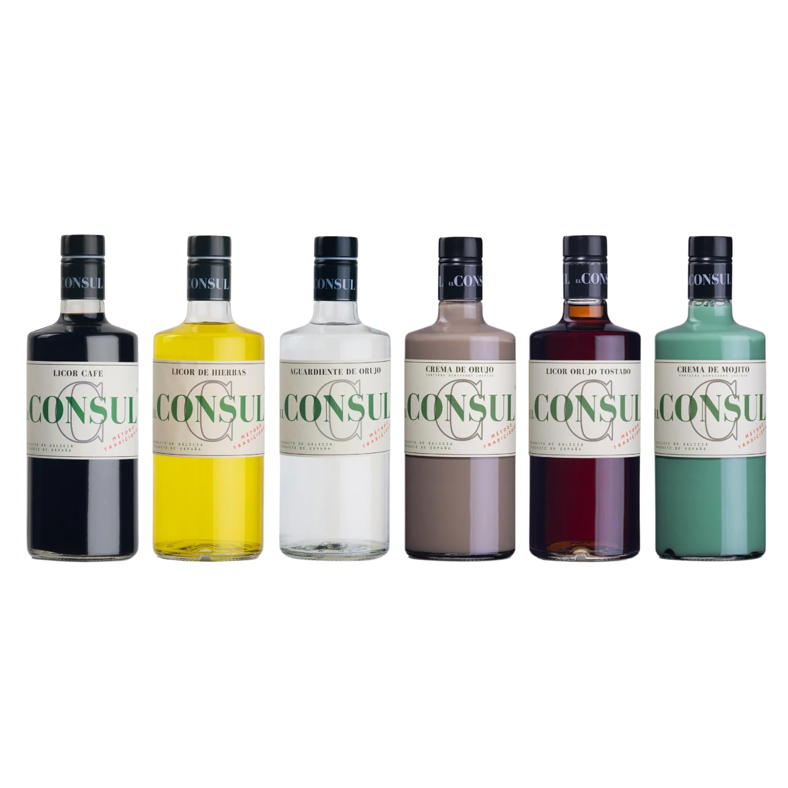 Pack Degustación Licores El Consul – 6 Botellas de Orujo, Café, Hierbas, Crema, Tostado y Mojito | Tradición y Sabor Artesanal
