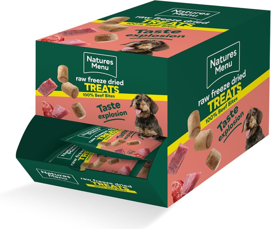 Nature's Menu Beef (20 x 15g) Freeze-Dried Meat Bites – Training Treats for Dogs