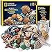 NATIONAL GEOGRAPHIC Edelsteine und Fossilien Set - 200-teiliges Set mit Geoden und Echten Fossilien -Rosenquarz Jaspis Aventurin - Viele Weitere Kristalle und Edelsteine für Kinder