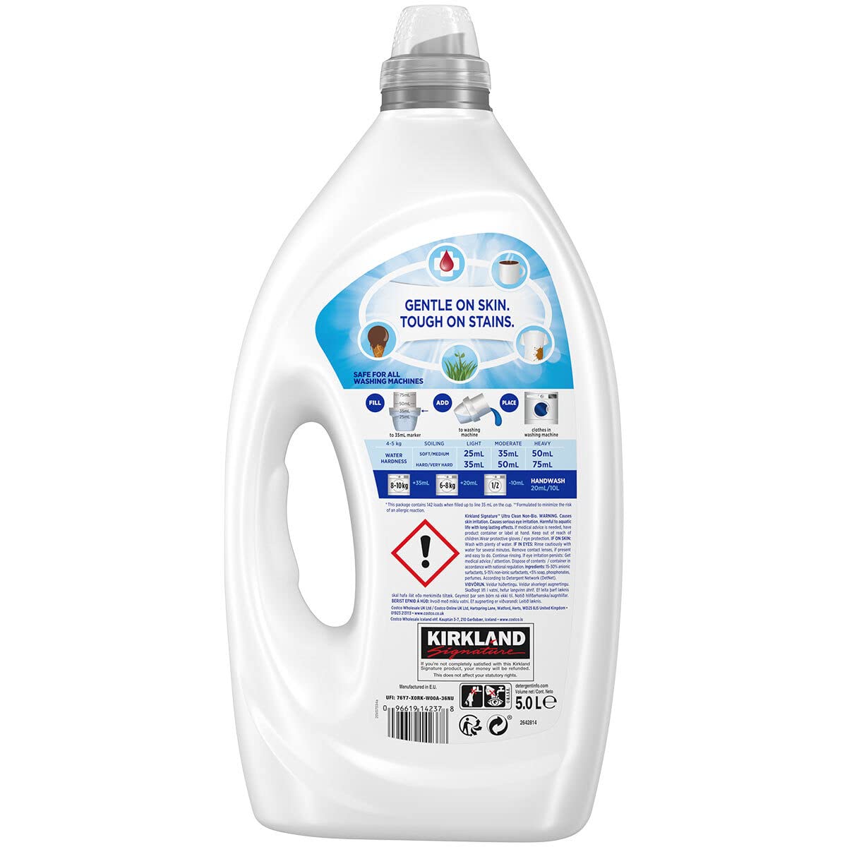 Kirkland Signature Ultra Clean Lessive Non Bio 142 Lavages 5L
