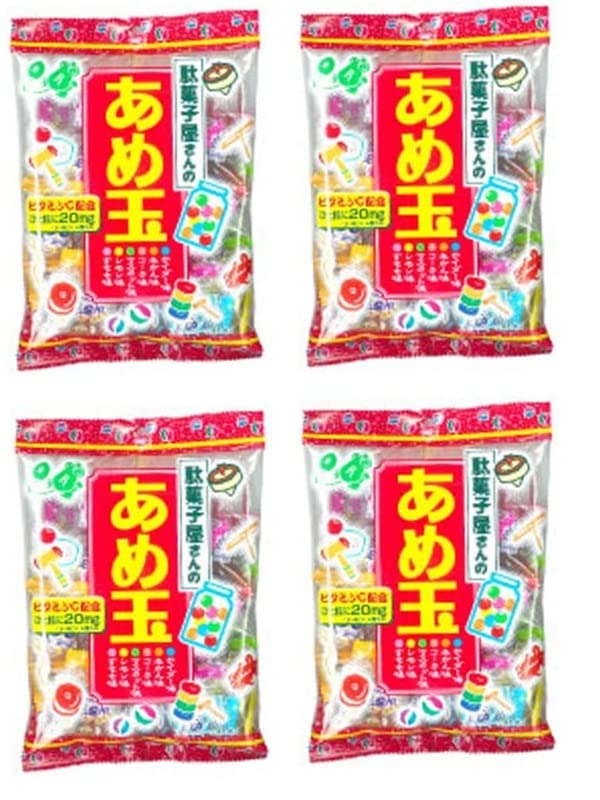 Amazon.co.jp: 駄菓子屋さんのあめ玉（4袋）おまけ付 懐かしの味 子供
