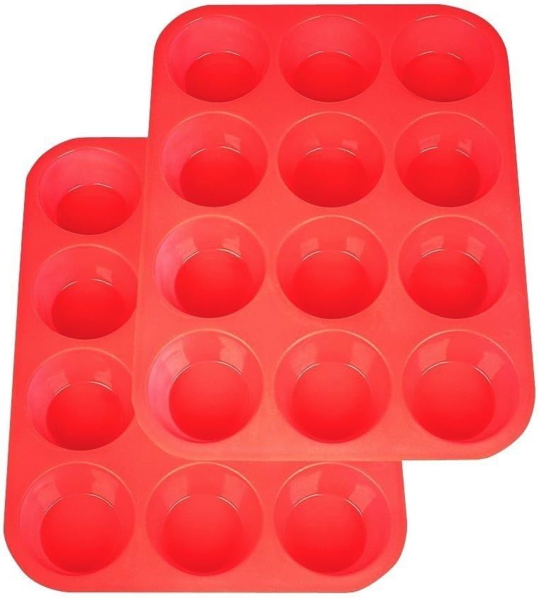 2Packs Silicone Muffin Pans, Silicone Cupcake Baking Cups Non Stick Silicone Molds for Muffin