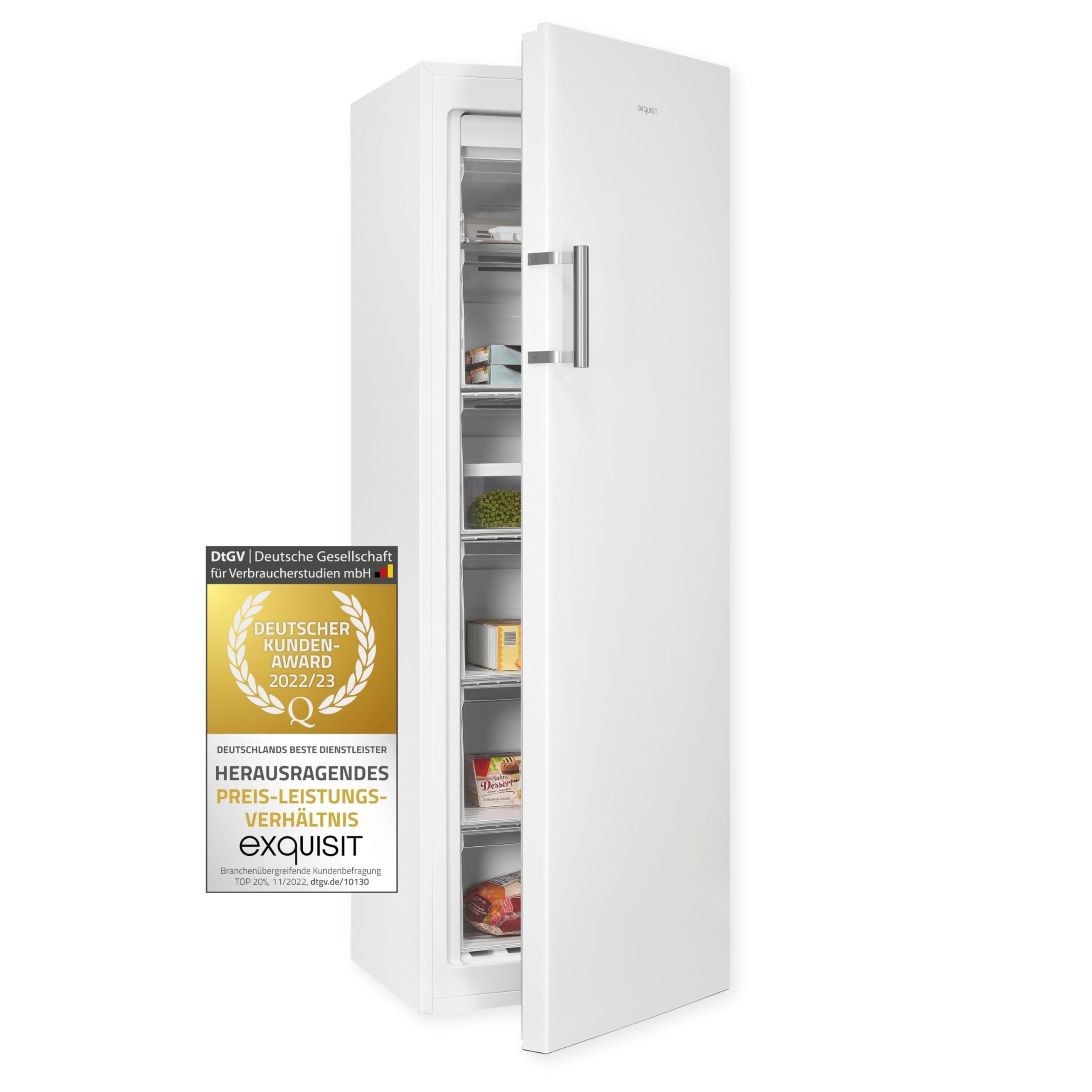 Exquisit GS271-NF-H-010D Gefrierschrank mit NoFrost, 194 L, Weiß