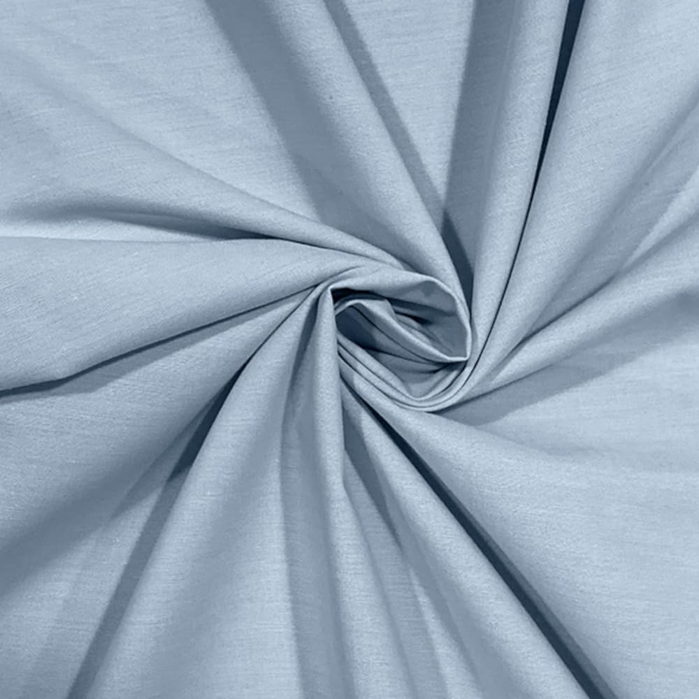 Oh Sew Crafty Limited Pale Blue Chambray Fabric Yarn Dyed Woven 100% Cotton Dressmaking 144Cm Wide (Price Per Metre) (Pale Blue)