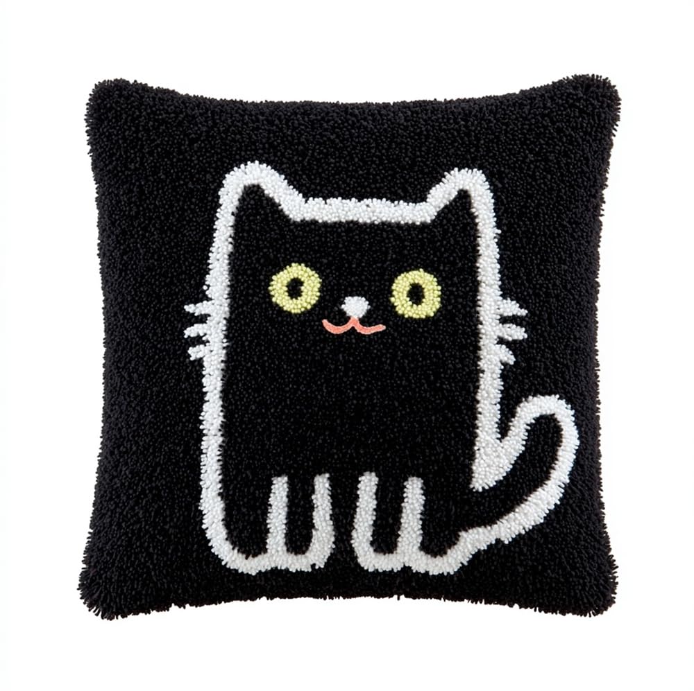 kitphoenix Pre Printed Latch Hook Pillow Kit Cat