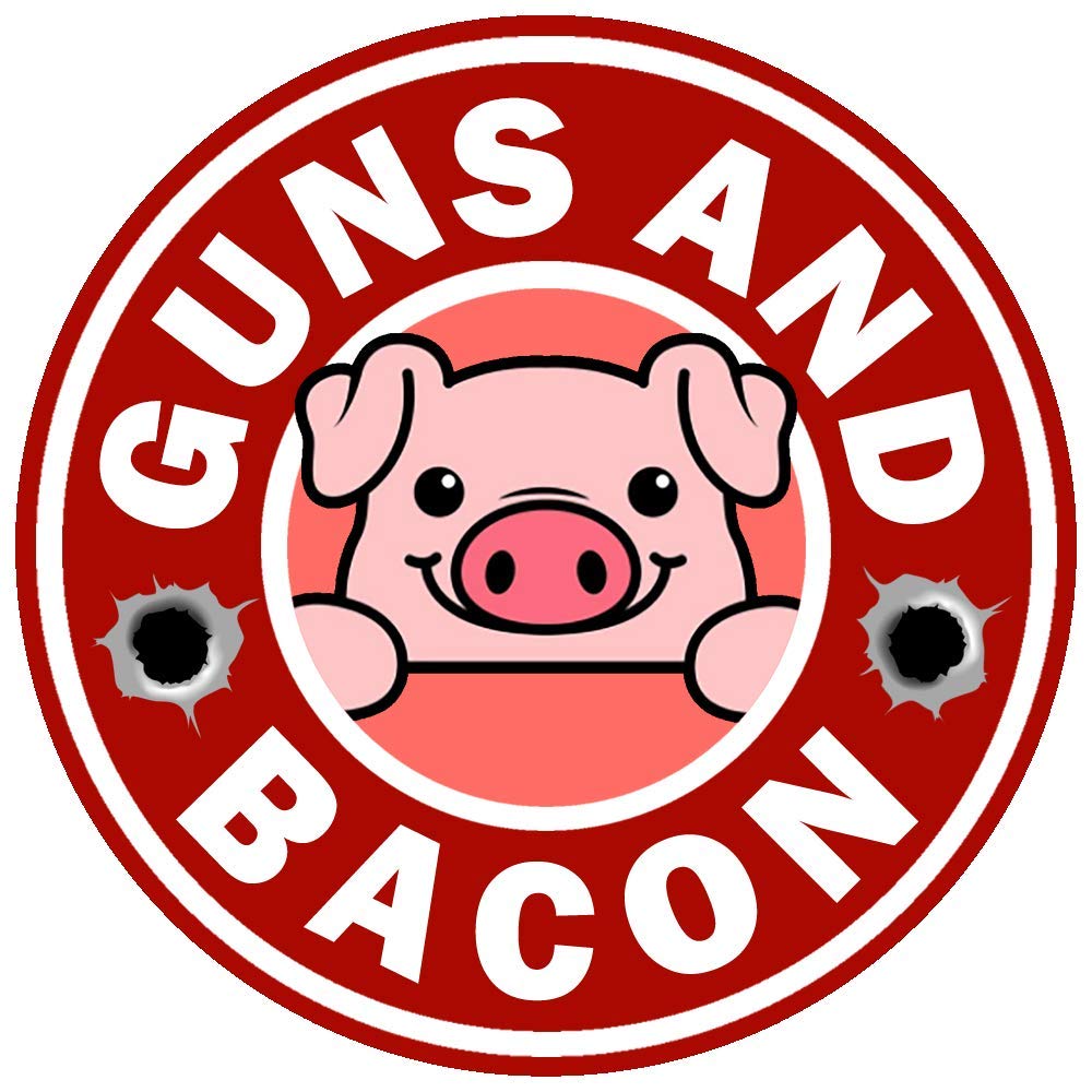 Guns and Bacon 2A Second Amendment Gun Rights NRA Sticker 3 Inch Round Laptop Decal