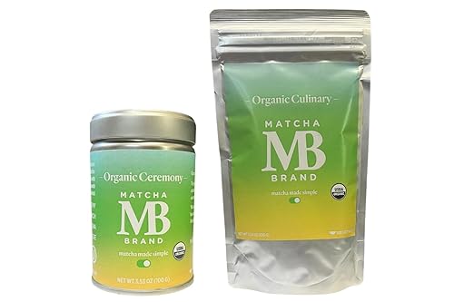 Miniatura 1 de Paquete de matcha de grado cermonial y culinario de 3.53 onzas  Polvo de matcha orgánico Matcha Brand  Polvo de matcha de té verde japonés auténtico